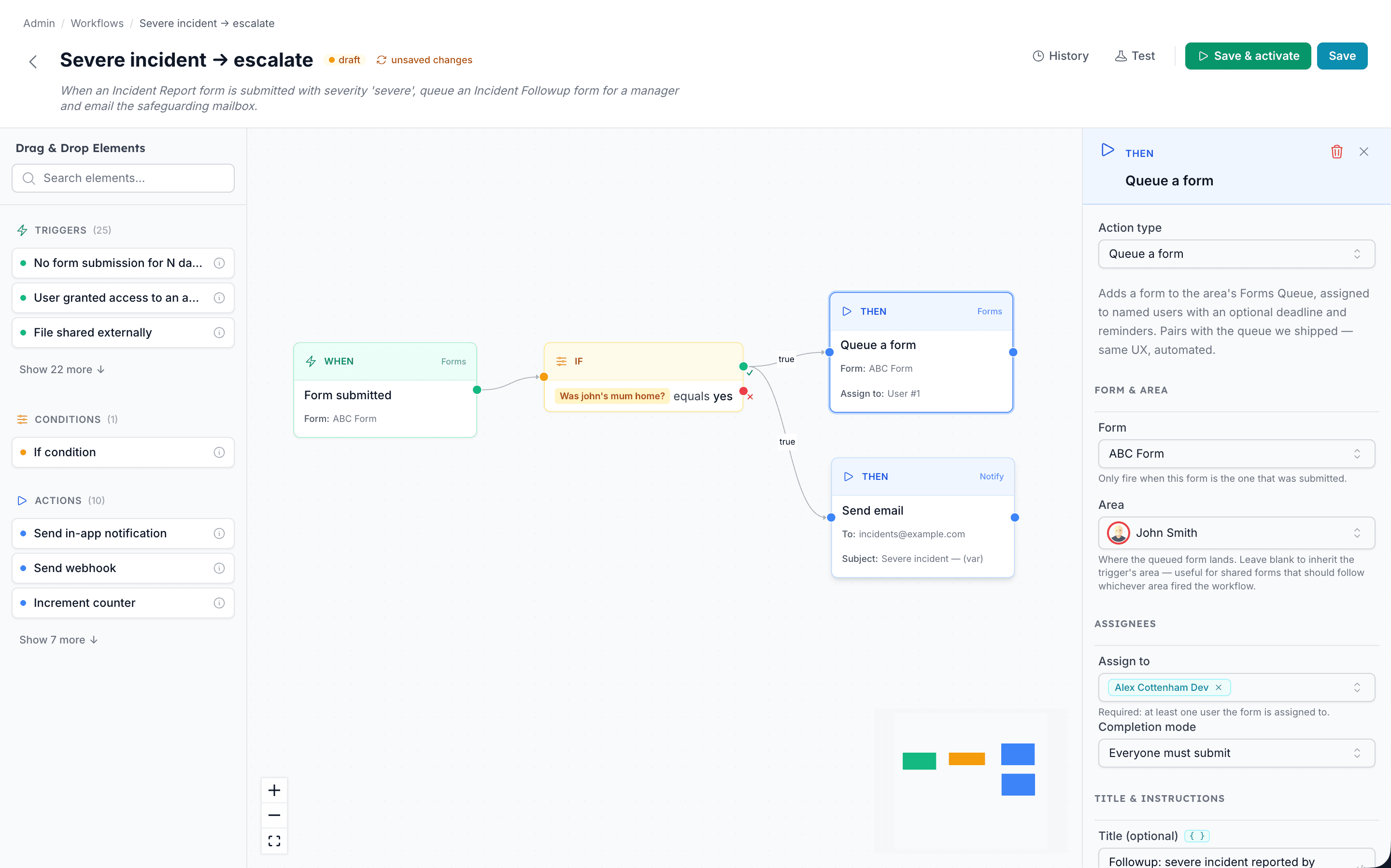 Carerealm admin dashboard showing organisation overview and controls