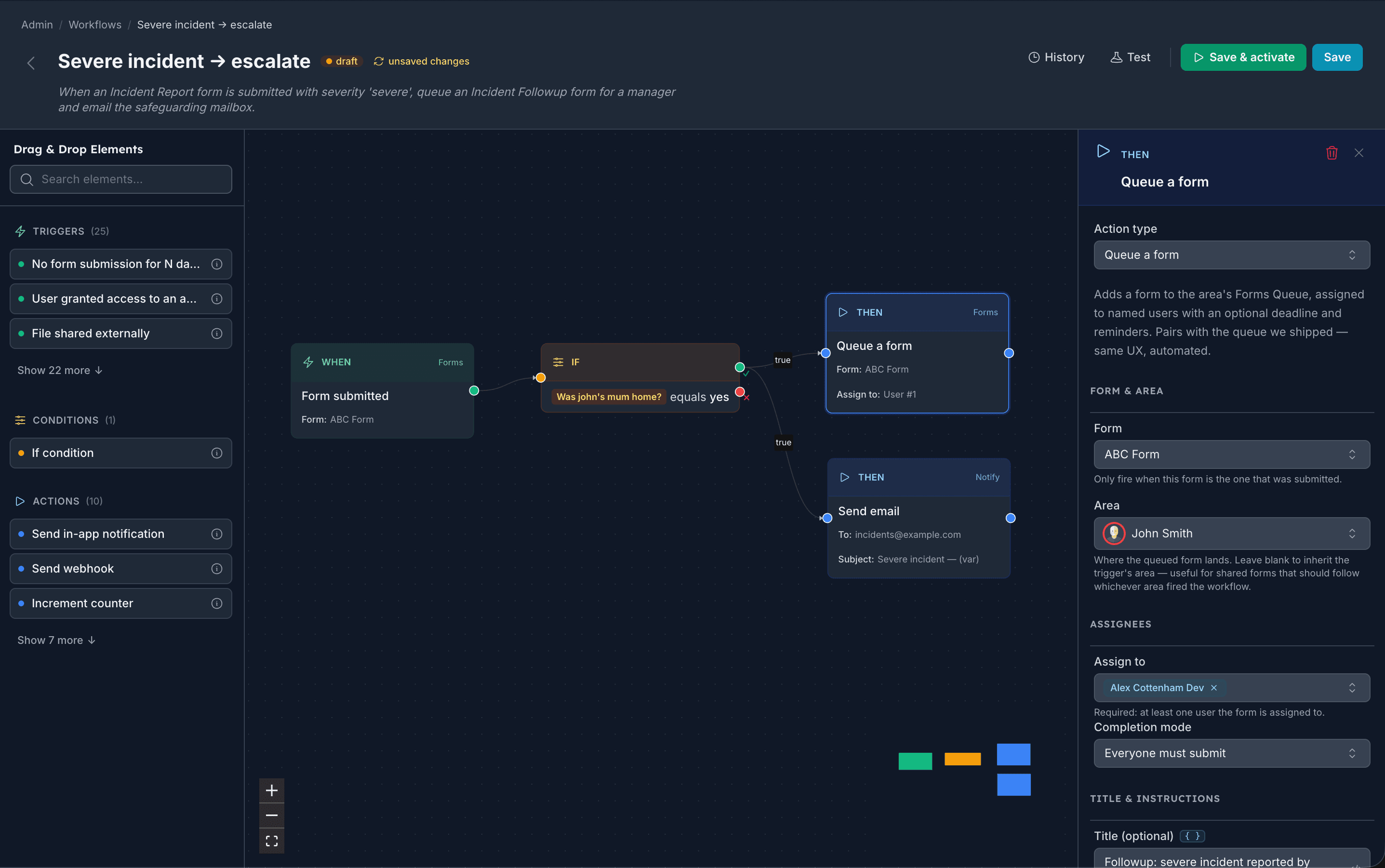 Carerealm admin dashboard showing organisation overview and controls