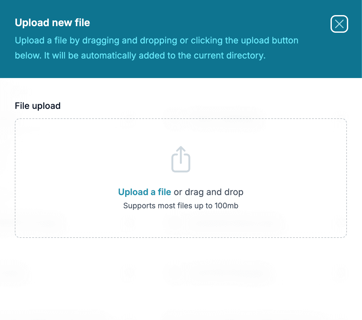 Upload progress shown on the files page